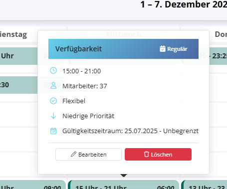 Verfügbarkeits-Details Popup